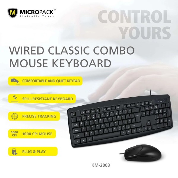 Bộ bàn phím kèm chuột có dây MicroPack COMBO LITE KM-2003
